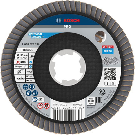 Lamelový kotouč Bosch PRO X571, úhlový, 115 mm, G120 X-Lock.